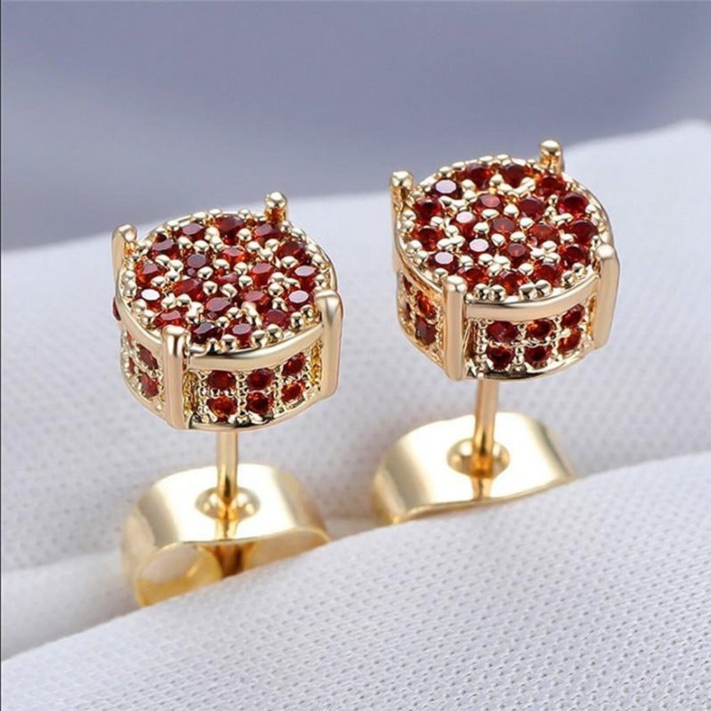 2ct Red Ruby 14K Gold Womens Earrings Studs Stud Jewelry 2 ct 14 K NEW Ladies - Picture 1 of 5